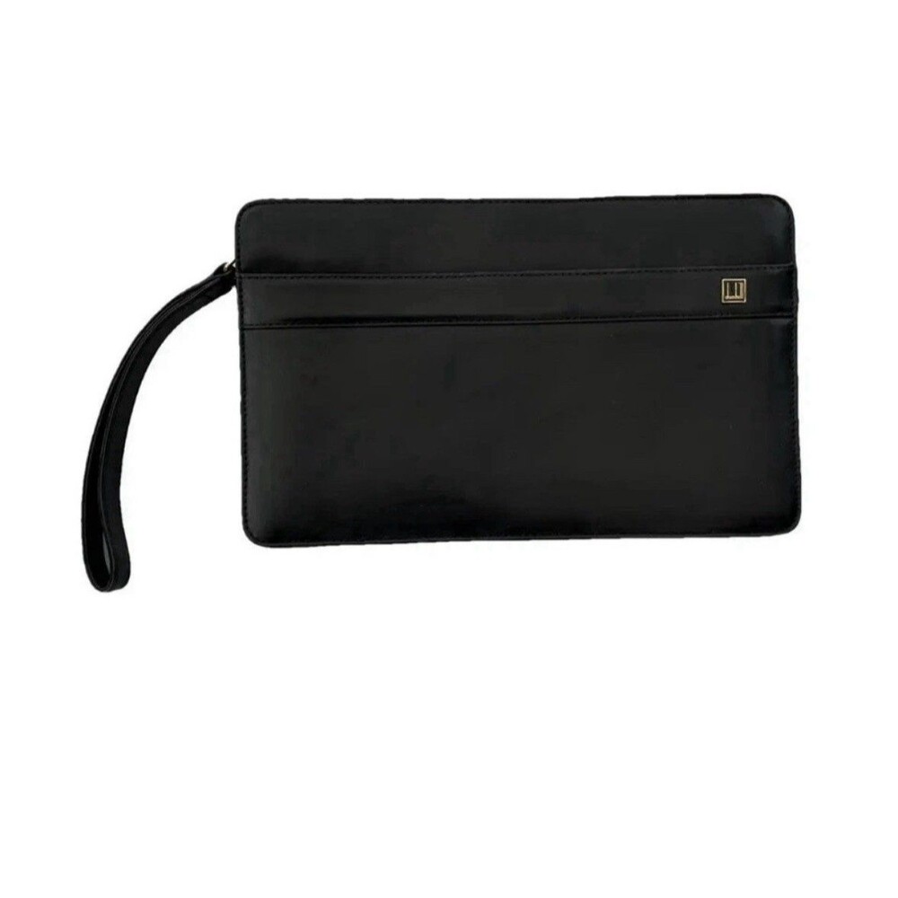 Dunhill Second Bag Business Men's Black Leather Clutch 16.5 × 27 × 5 cm